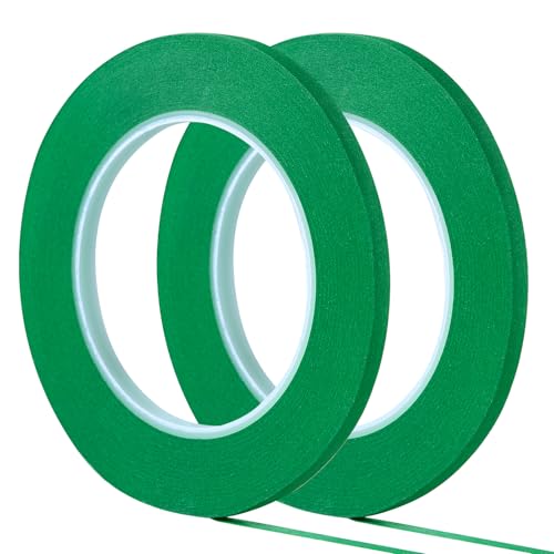 2 Pack 1 4" inch x 60yd Green Painters Tape Easy Removal Thin Narrow Finishing Masking Tape Painting Tape Wall Tape (360 Foot)