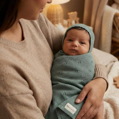 100% Luxury Organic Cotton Pointelle Knit Baby Quilt Blanket