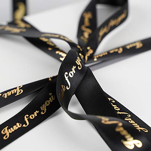 Happy Father's Day Ribbon Fathers Day Decorations Gift Box Wrapping Paper Decor Thank You Satin Thin Ribbon Assorted Black Satin (150 Foot)