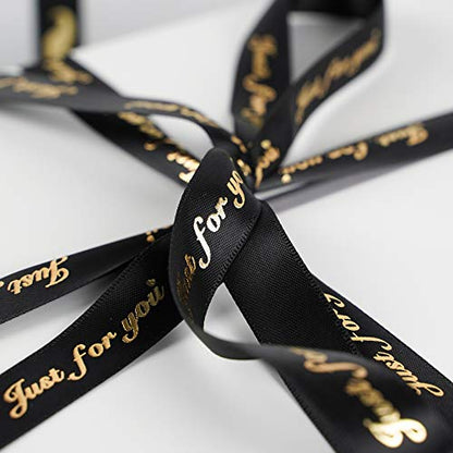 Happy Father's Day Ribbon Fathers Day Decorations Gift Box Wrapping Paper Decor Thank You Satin Thin Ribbon Assorted Black Satin (150 Foot)