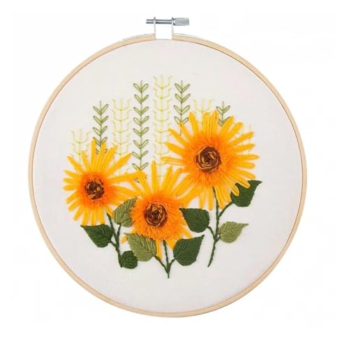 Embroidery Kits for Adults Full Range of Starter Including Instructions Stamped Cloth with Pattern Hoop Color Threads and Tools Punch Needle Kit