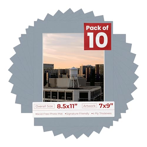 Pack of Ten 8.5x11 Mats Bevel Cut for 7x9 Photos (10 Count)