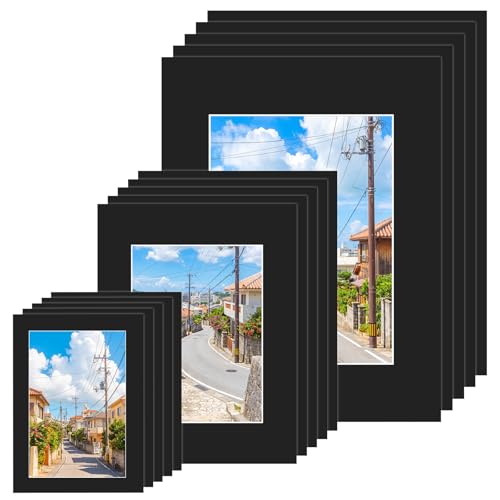 15 Pack Black Picture Mats