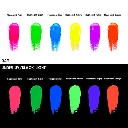 6 Neon Colors Acrylic Paint 59ml (12 Fl Oz)