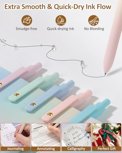Gel Pens 12 Pcs 0.7mm Comfort Grip Quick Dry Black Ink Pens (12 Count)