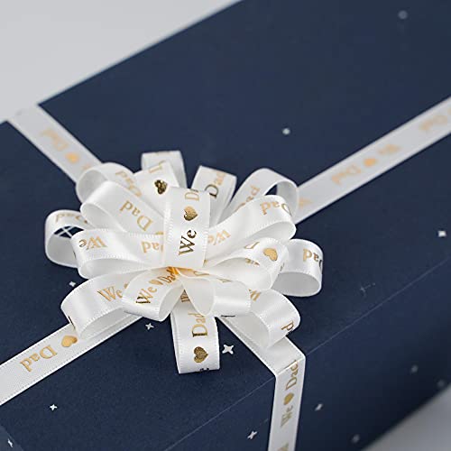Happy Father's Day Ribbon Fathers Day Decorations Gift Box Wrapping Paper Decor Thank You Satin Thin Ribbon Assorted Black Satin (150 Foot)