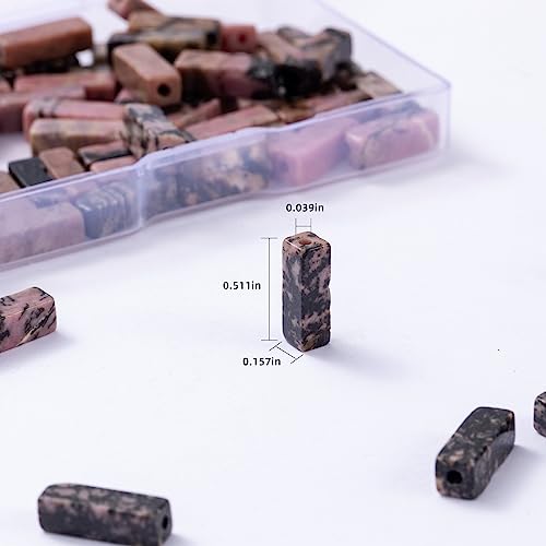 Natural Rhodochrosite Rectangle Tube Beads 4x13mm 38cm (28 Count)