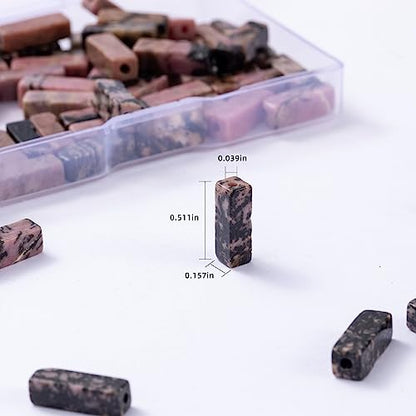 Natural Rhodochrosite Rectangle Tube Beads 4x13mm 38cm (28 Count)