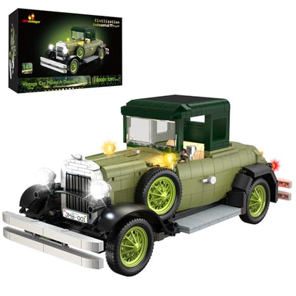 Vintage Cars Building Sets for Adults with Lights 50001 (1297 Count)