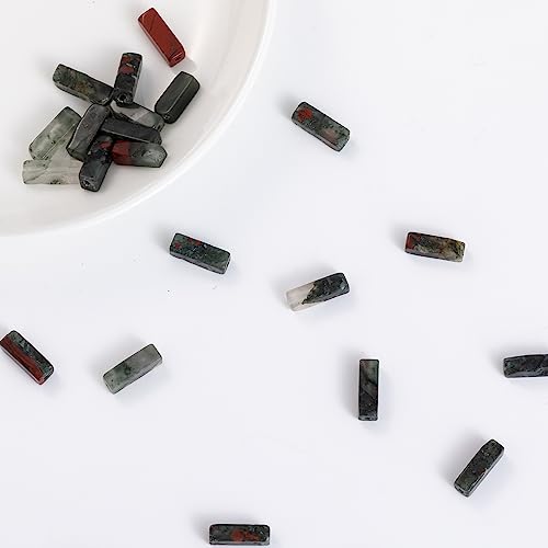 Natural Bloodstone Rectangle Tube Beads 4x13mm 38cm (28 Count)