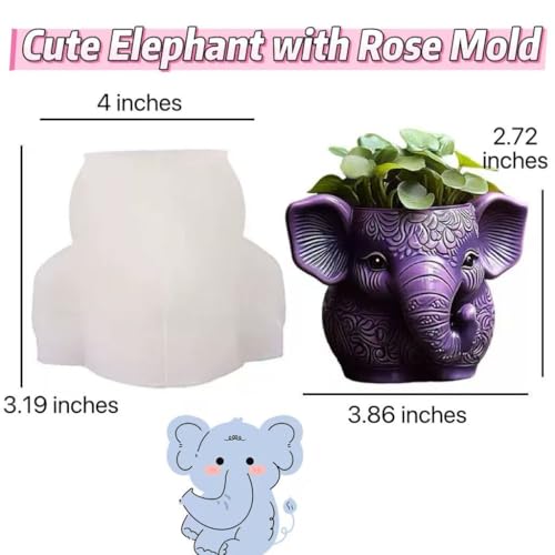 Animal Resin Molds Silicone 3D Cute Elephant Epoxy Resin Jar Plaster Candle Holder Wax Molds for Candle Making