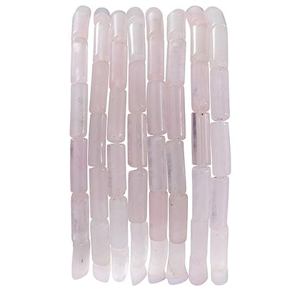 Natural Rose Quartz Crystal Cylinder Tube Beads 4x13mm 38cm (28 Count)