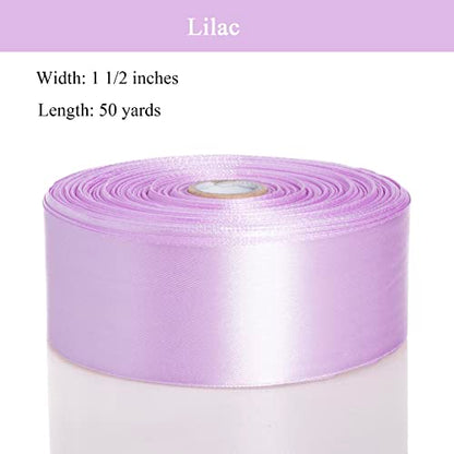 1 1 2 Inch Lilac Solid Satin Ribbon for Gift Wrapping (150 Foot)