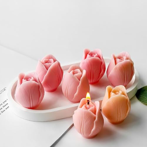 3 PCS 3D Tulip Silicone Molds for Candle Resin Soap Making Crafts (3 Count)