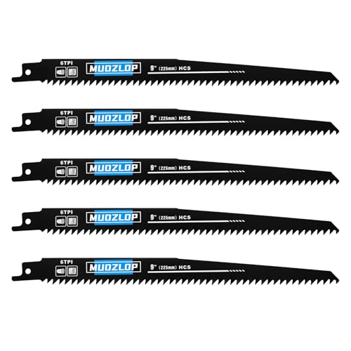 5Pack 9inch 6TPI Woodcutting Reciprocating Saw Blades Set (5 Count)