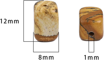 Natural Brown Picture Cuboid Stone Loose Semi Gemstone Beads for Jewelry Making 8mmx12mm 38cm/Strand