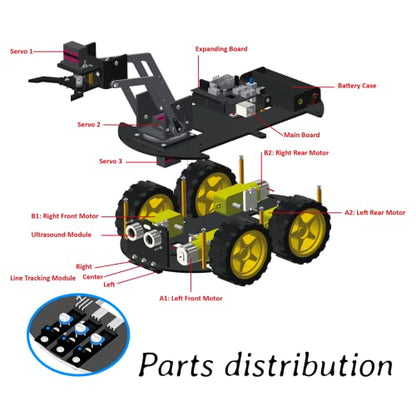 Mechanical 4WD Robot Arm Smart Car Kit