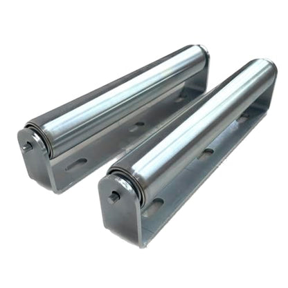 Pack of 2 10"BF Long Roller and Bracket l 1.5"Ø Galvanized Steel Conveyor Roller I Set of Roller and Bracket Versatile as Support Rollers for Woodworking (2 Count)