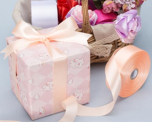 1 Inch Peach Solid Satin Ribbon for Gift Wrapping