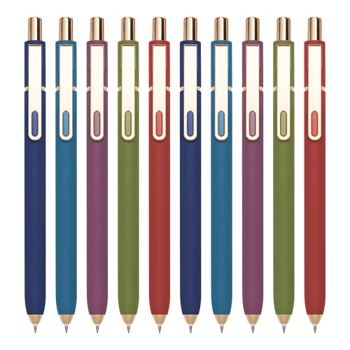 Gel Pens Black Ink Pens for Office 0.5mm Fine Point Pen Smooth Writing Retractable (10 Count)