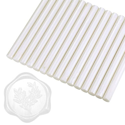 15Pcs Pearl White Glue Gun Sealing Wax Sticks for Wax Seal Stamp (15 Count)