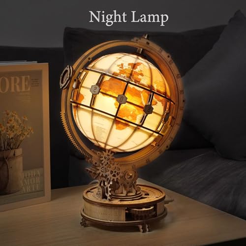 3D Wooden Puzzles for Adults Illuminated Globe with Stand 180pcs 3D Puzzles Built (180 Count)