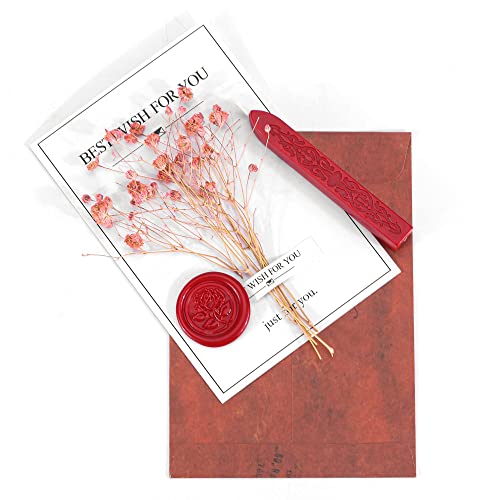 5Pcs Bright Red Sealing Wax Sticks with Wicks for Wax Seal Stamp (5 Count)