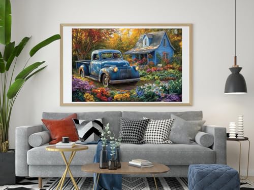 14ct Counted Cross Stitch Kits for Adults Car Garden House Printed Stamped Cross Stitch Patterns Kits Cross Stitch Supplies
