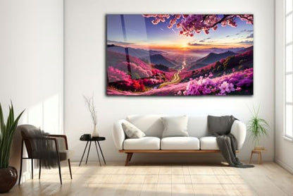 Scenery Tempered Glass Wall Art Painting for Living Room