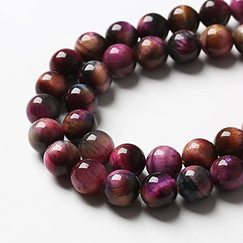 61pcs 6mm Top AAA Natural Tiger Eye Beads for Jewelry Making Rose Red Starry Sky Tiger Eye Stone Round Loose Beads DIY Bracelet Necklace Earrings (16 Count)