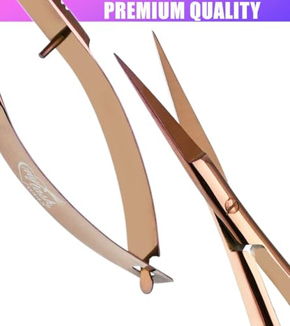 Cross Edge Spring Scissors 5 Inch straight Stainless Steel Precision Eyebrow & Eyelash Shaping & Trimming Scissor