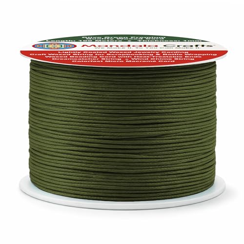 1mm Dark Olive Green Waxed Cord