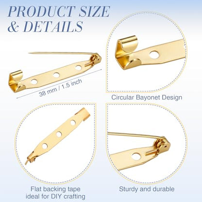 100 Pcs Brooch Pin Backs Bar Pins Backs for Crafts Safety Clasp with Plastic Box (100 Count)