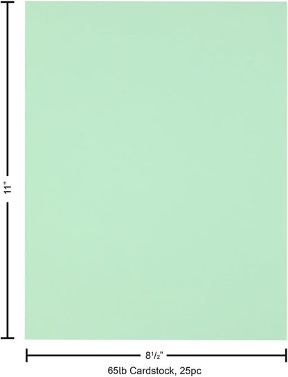 PA Paper Accents Stash Builder Cardstock 8.5" x 11" Tranquil, 65lb colored cardstock paper for card making, scrapbooking, printing, quilling and crafts, 25 piece pack