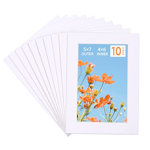 10 Pack 5x7 White Picture Mats