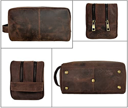 Leather Travel Toiletry Bag for Men