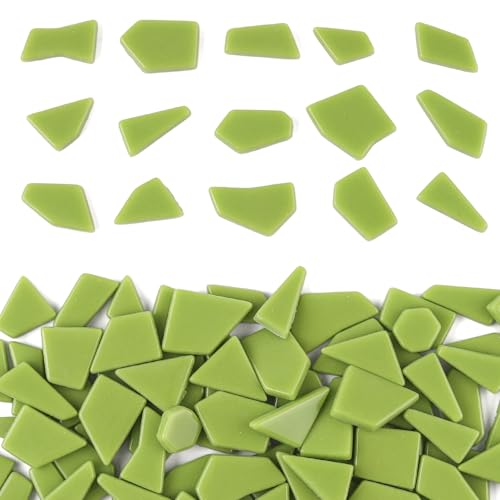 Green Glass Mosaic Tiles for Crafts Bulk (7.05 Ounce)