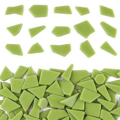 Green Glass Mosaic Tiles for Crafts Bulk (7.05 Ounce)