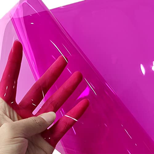 HYANG Dark Pink Transparent PVC Super Clear Holographic Vinyl Faux Leather Sheets 1 Roll 12" x 47"