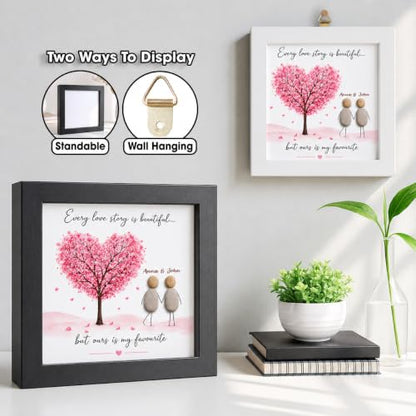 Personalized Pebble Art Couple Wooden Frame Sign