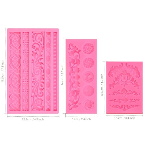 Baroque Scroll Fondant Silicone Molds (3 Count)