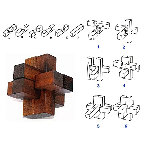 6pcs Wooden Brain Teaser Puzzles (6 Count)