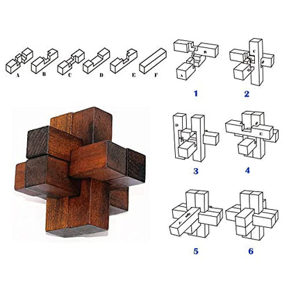 6pcs Wooden Brain Teaser Puzzles (6 Count)