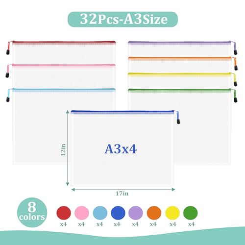 Mesh 32pcs Zipper Pouch Bags (32 Count)