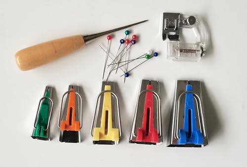 Single Double Fold Bias Tape Maker Tool Kit Set (5 Count)