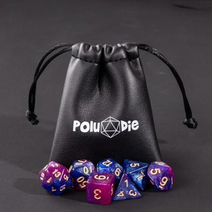 7 Die DND Dice Set Polyhedral Dice Set with a Leather Dice Bag (7 Count)