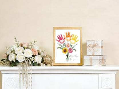 Flower Bouquet Handprint Art DIY Gifts for Mom & Grandma from Daughter Son (10 Count)