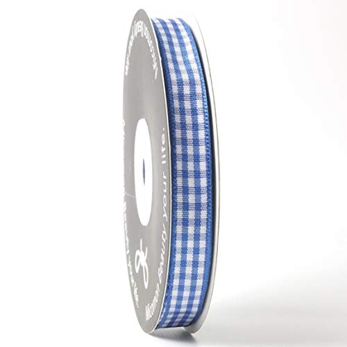 Ink Blue Gingham Plaid Checked Ribbon 25 Yard Each Roll 100% Polyester (75 Foot)