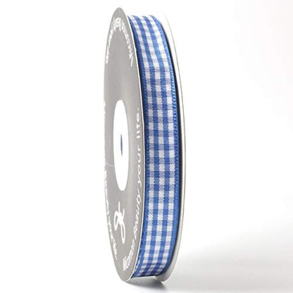 Ink Blue Gingham Plaid Checked Ribbon 25 Yard Each Roll 100% Polyester (75 Foot)