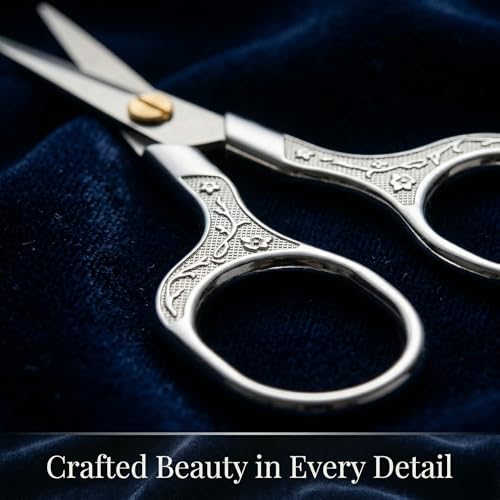 Silver Stainless Steel Scissors with Leather Cover